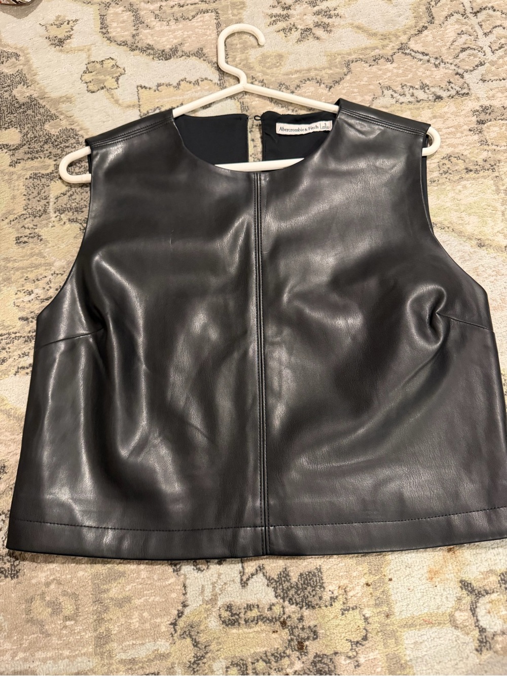 Abercrombie & Fitch Black Faux Leather Sleeveless Top